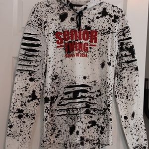 Rue21 Senior 2024 logo, Long Sleeve,light weight hoodie, White w Black designs!
